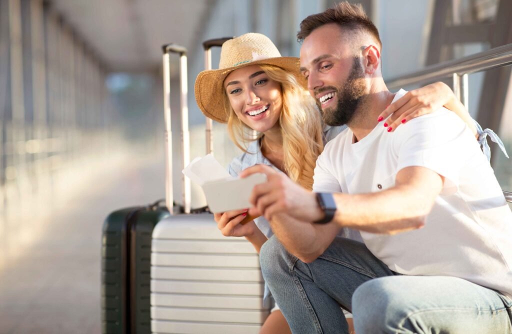 couple using phone